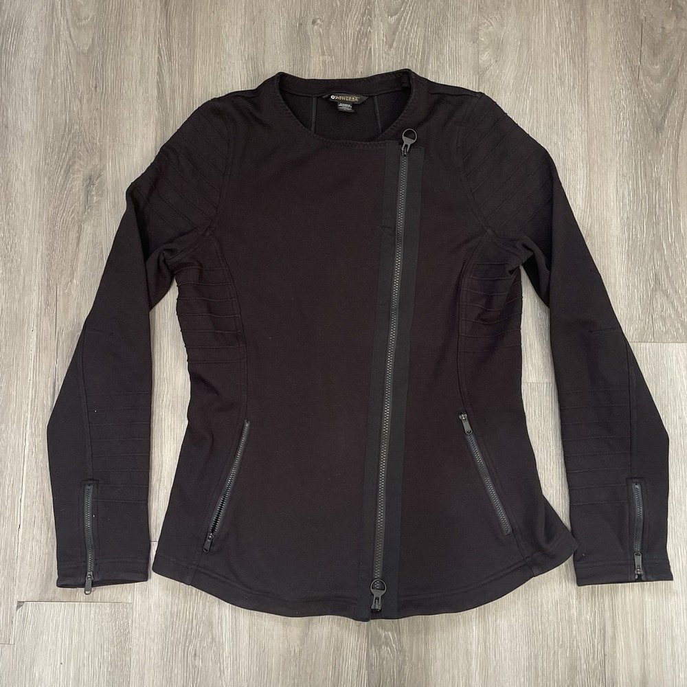 Athleta Moto Jacket Size L Minimalistic Black Zip Up Pockets Women's